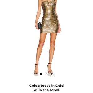 Astr Gold Strapless Bodycon Dress